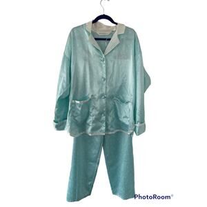 Vintage Victorias Secret Baby Blue Polka Dots Pajama Set Size Large